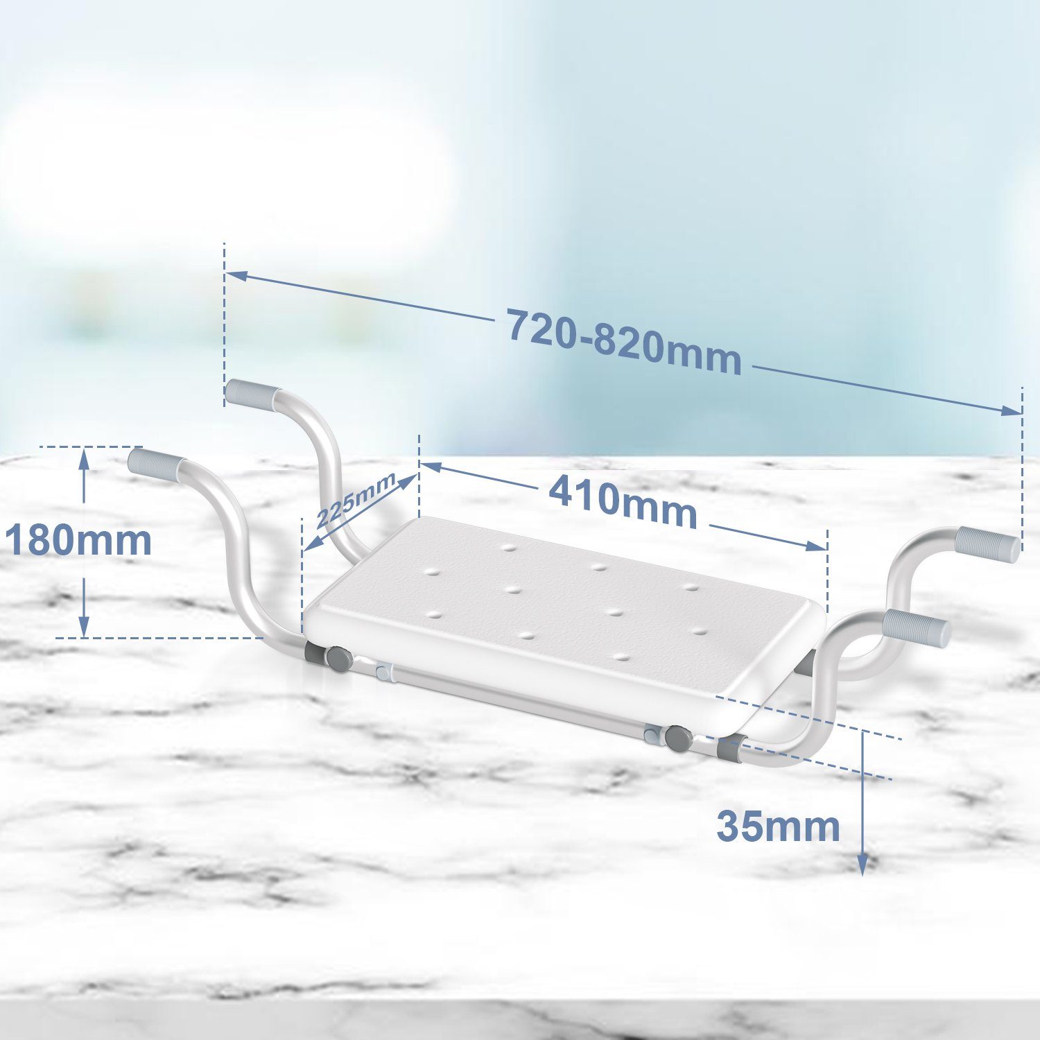 Lospitch Badewannensitz Badewannensitz 72-82cm Badesitz Weiß bis 136Kg Wannensitz Senioren