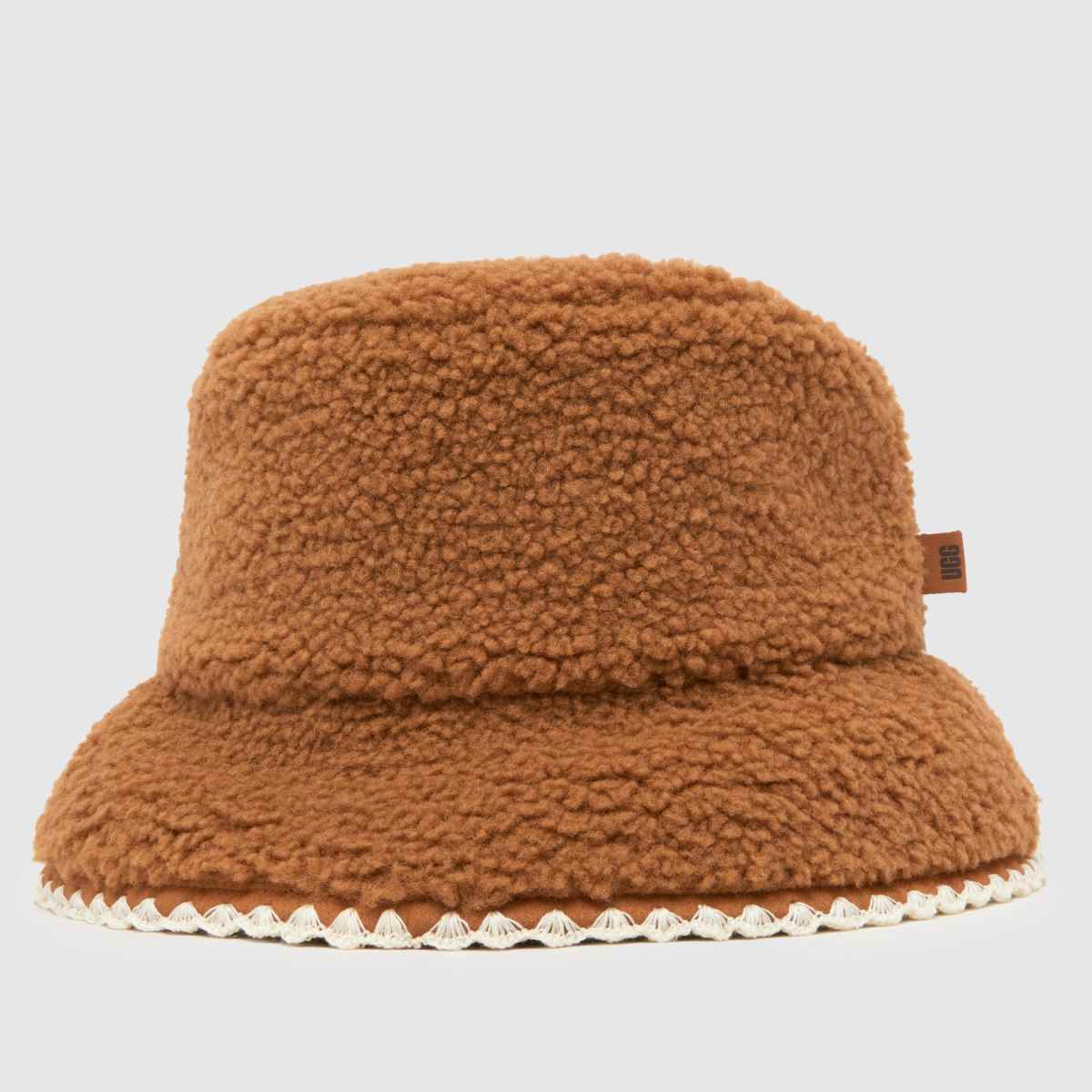 UGG kastanjig fluffig mössa med vågig kant
