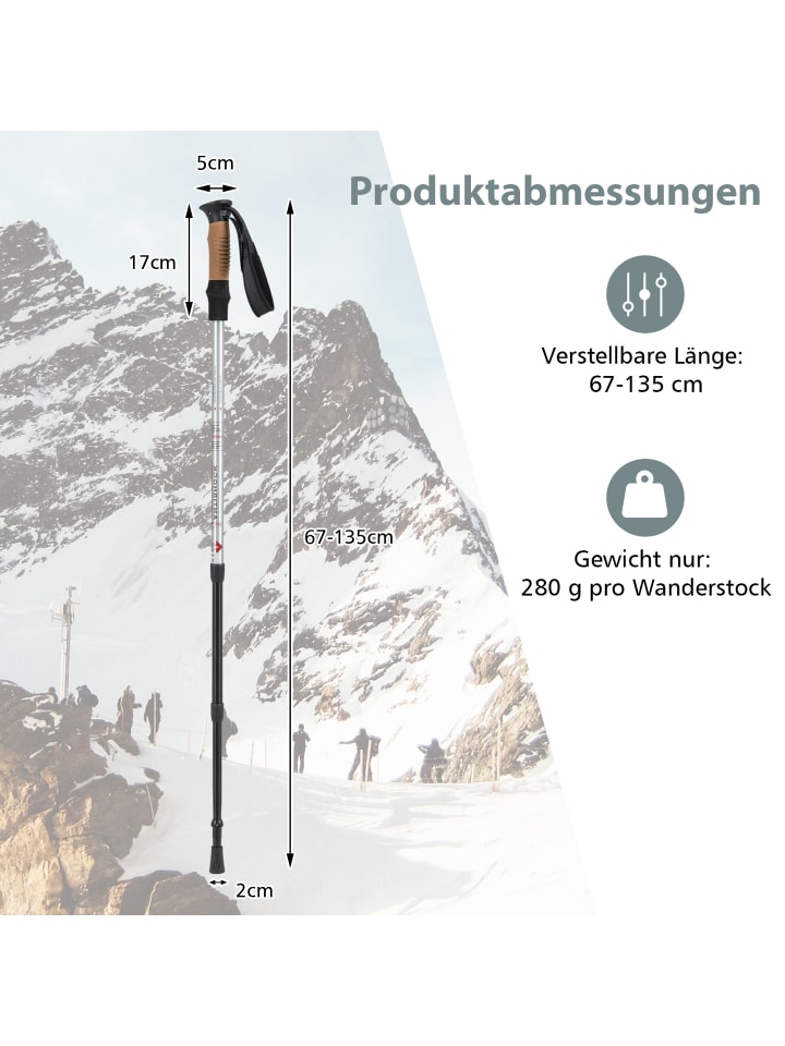 COSTWAY Nordic Walking Stöcke 1 Paar Set in Silber günstig kaufen onesize