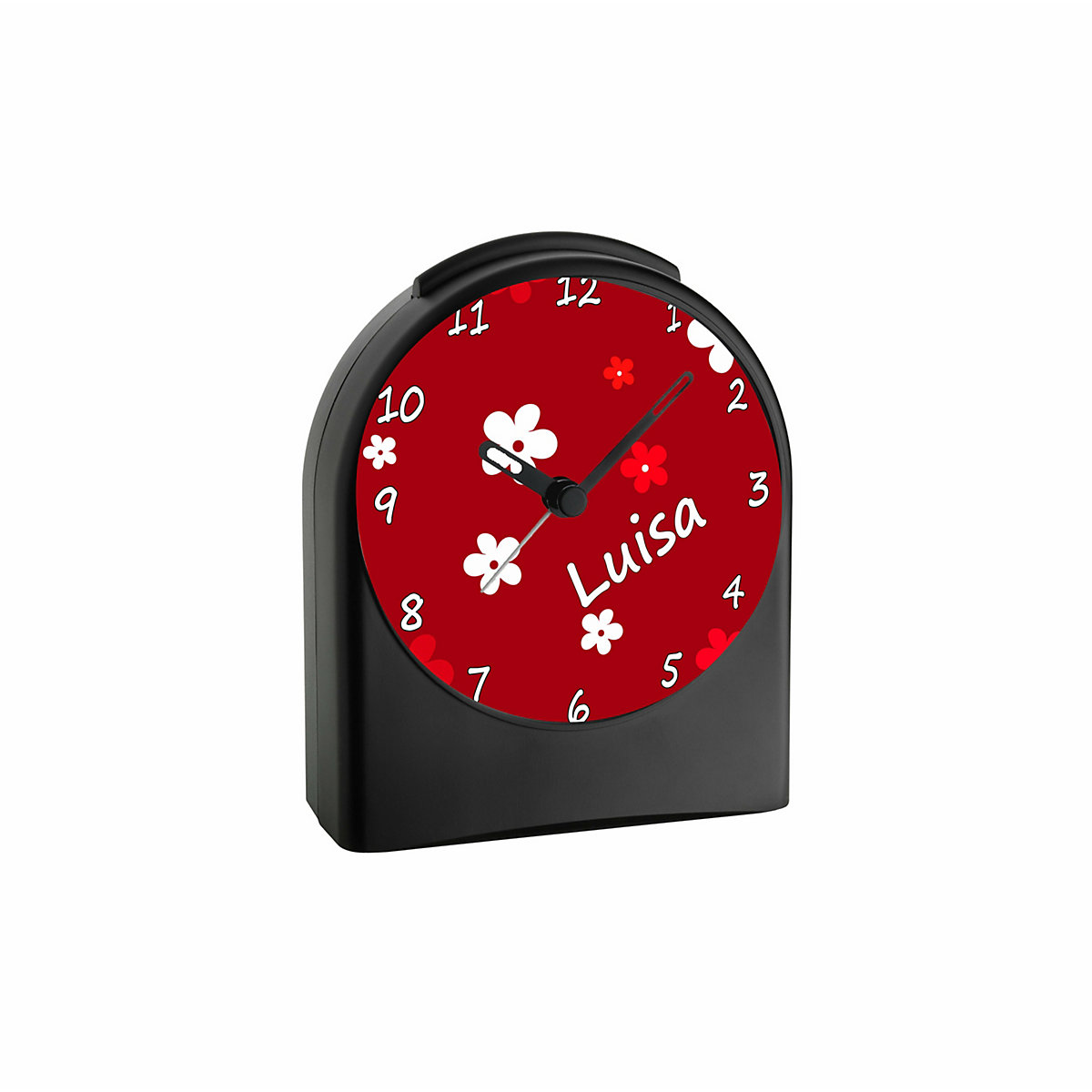 Kinder Funkwecker personalisiert mit Namen Blume Atom-/Funkuhr, 12-Stunden-Anzeigeformat, Schlummerfunktion, Nachtlicht, Geräuschlos/Ohne Ticken