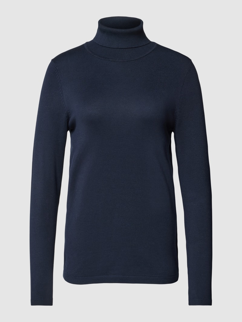 Rollkragenpullover aus Viskose-Mix in unifarbenem Design in marineblau