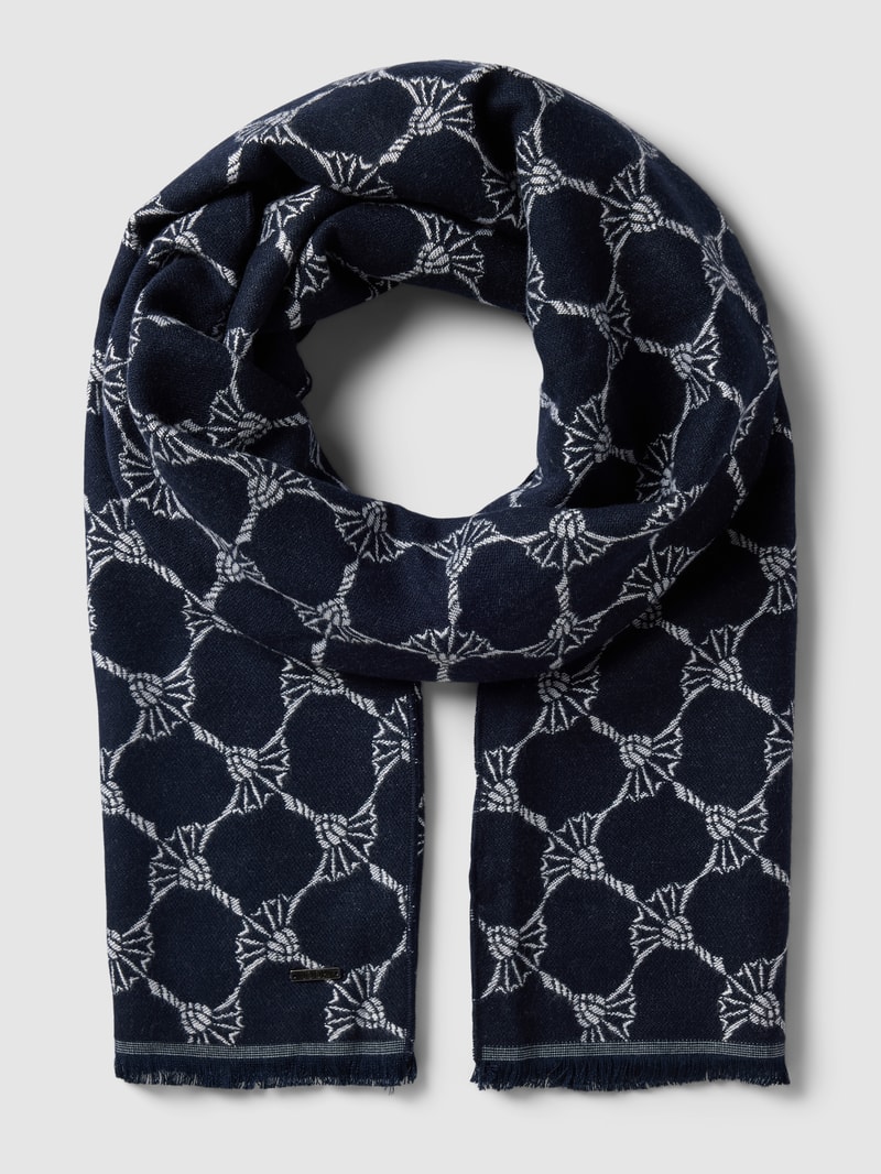 Schal aus Viskose mit Allover-Muster Modell 'Felix' in marineblau