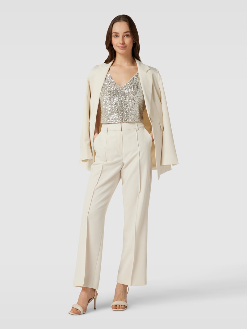 Crop Top mit Paillettenbesatz in silber