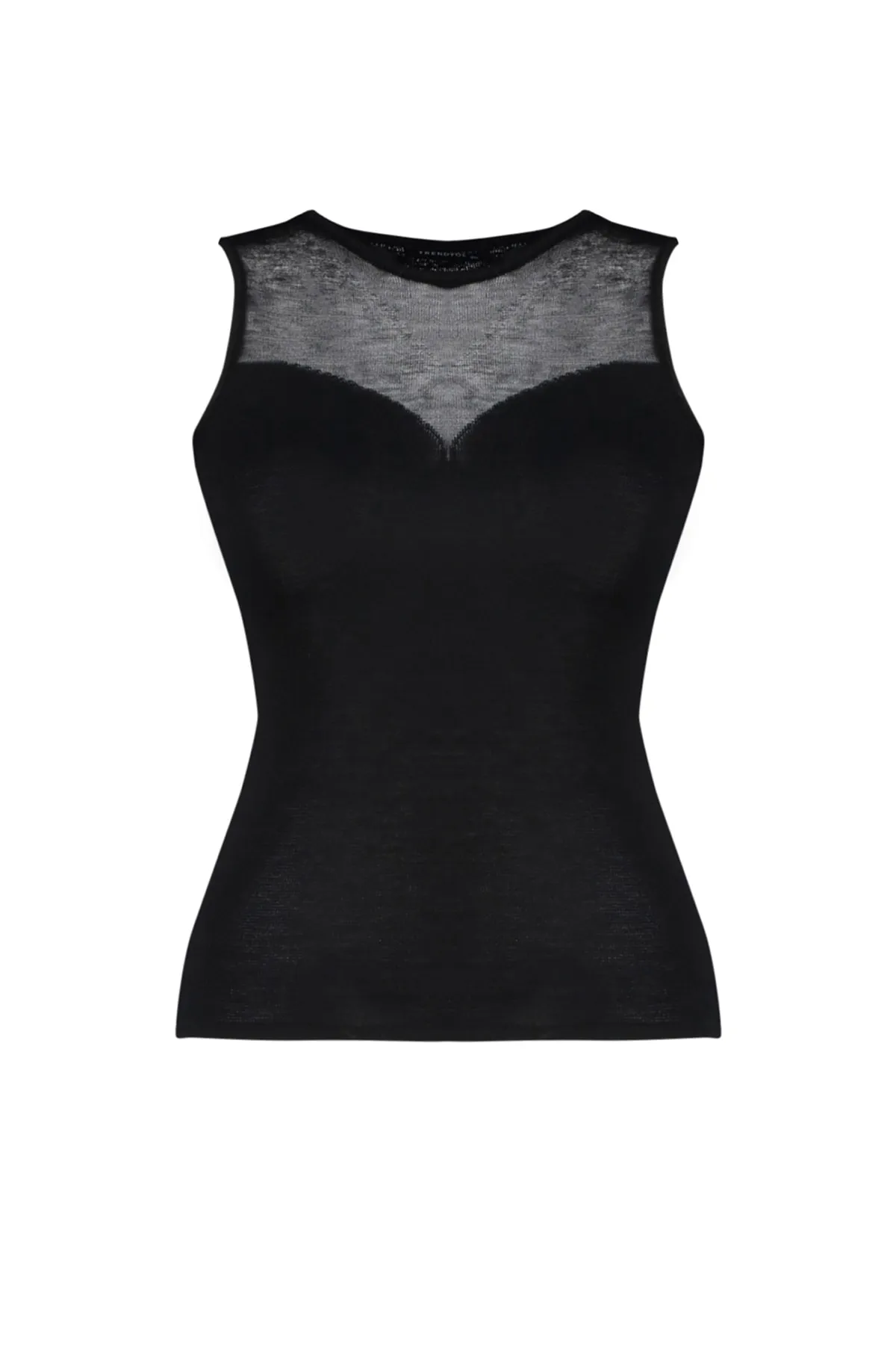 Trendyol Curve  Schwarze, figurbetonte dünne Strickbluse mit transparenten Details TBSSS23AF00046