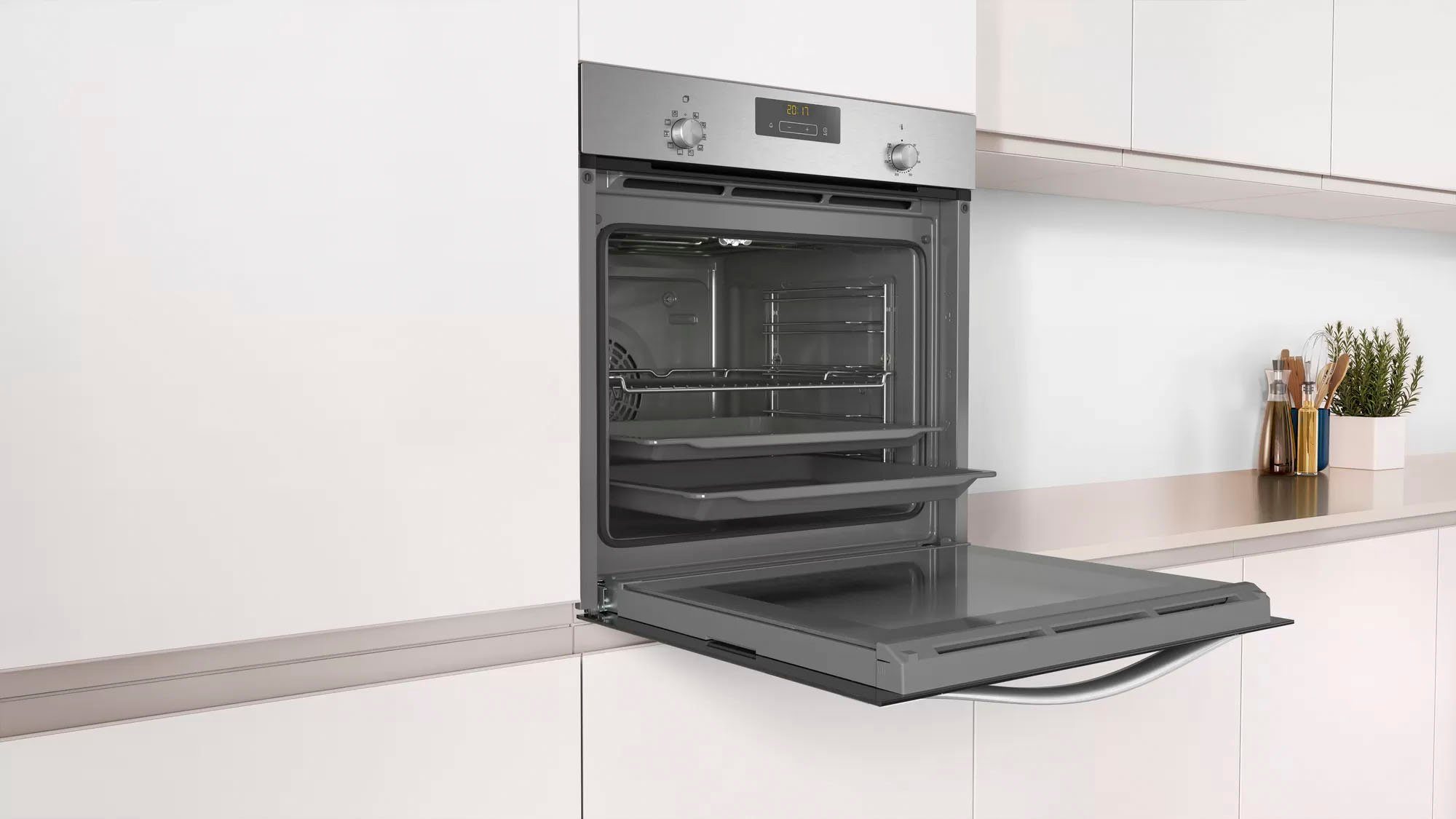 Constructa Einbaubackofen CF3M61052, mit Teleskopauszug nachrüstbar, Hydrolyse