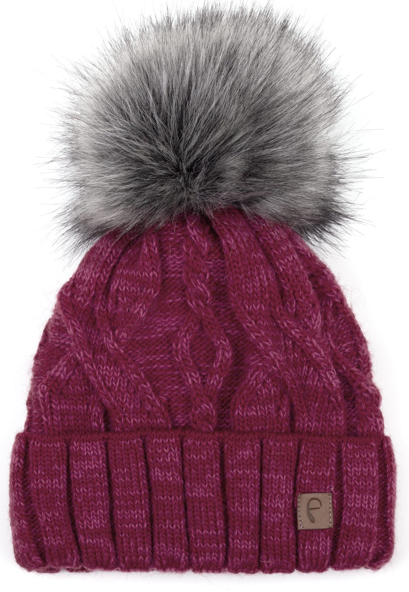 Faera Bommelmütze Gefütterte Wintermütze Damen Herren Winter Beanie Haube Strickmütze