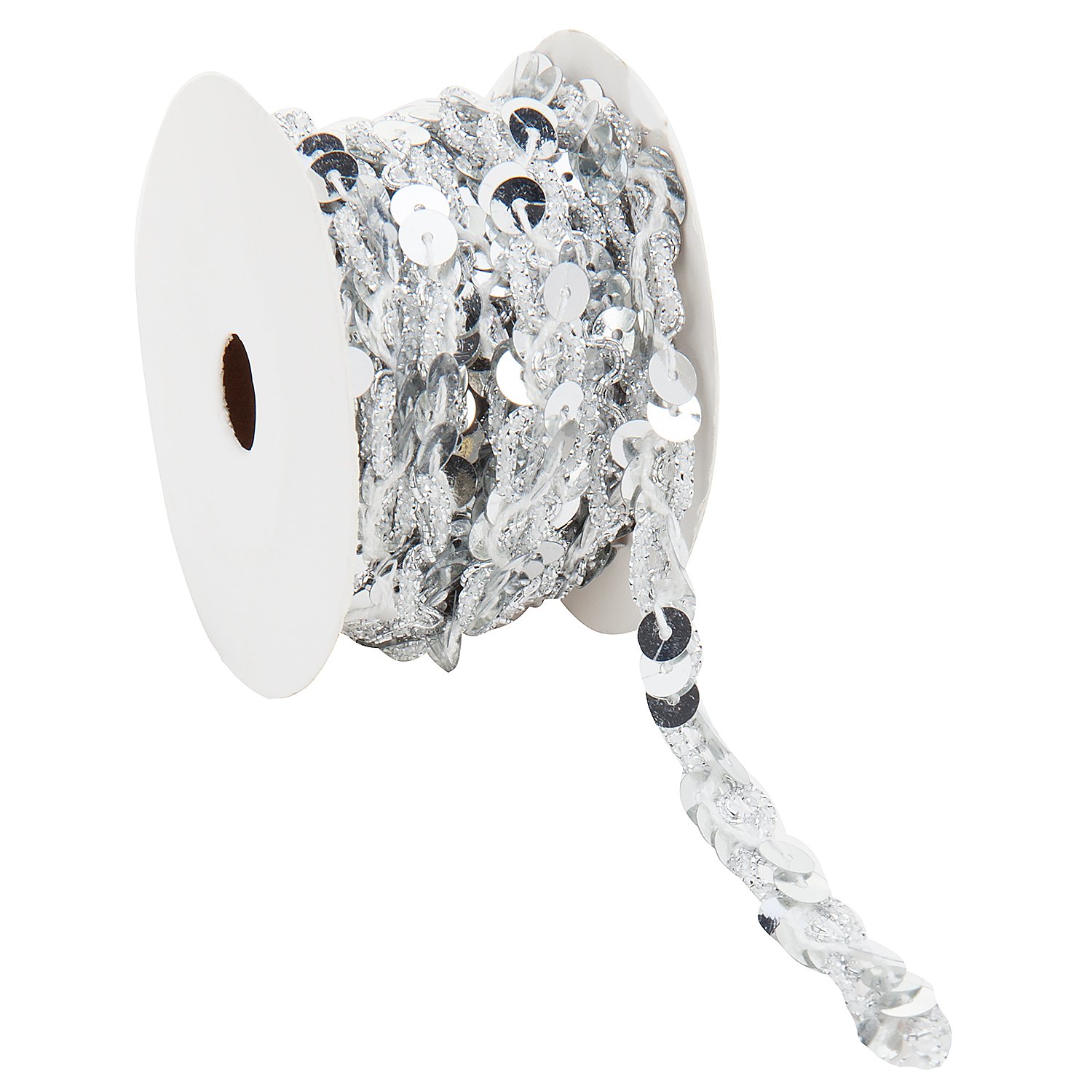 Metallic-Paillettenband, silber, Breite: 10 mm, Länge: 3 m