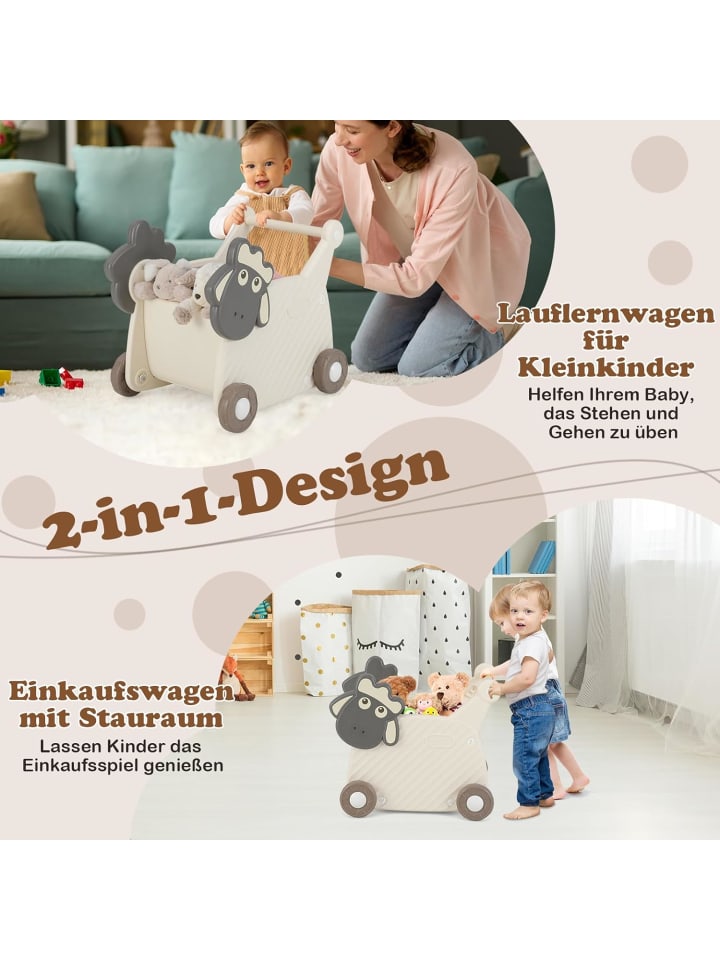 COSTWAY Lauflernwagen mit 18 L Stauraum in Beige günstig kaufen onesize
