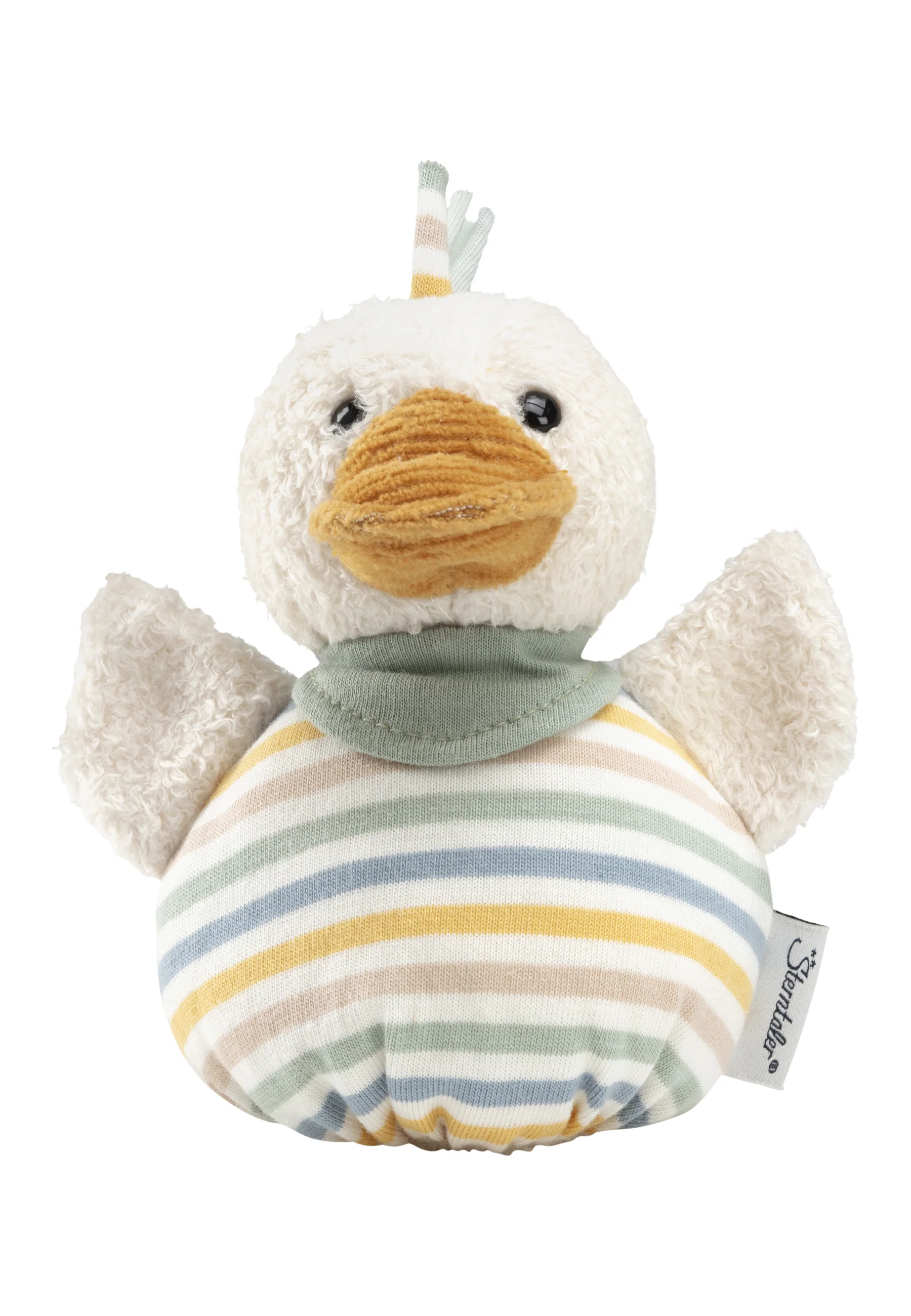 Knuddelsäckchen Ente Edda in buntem Ringel-Jersey