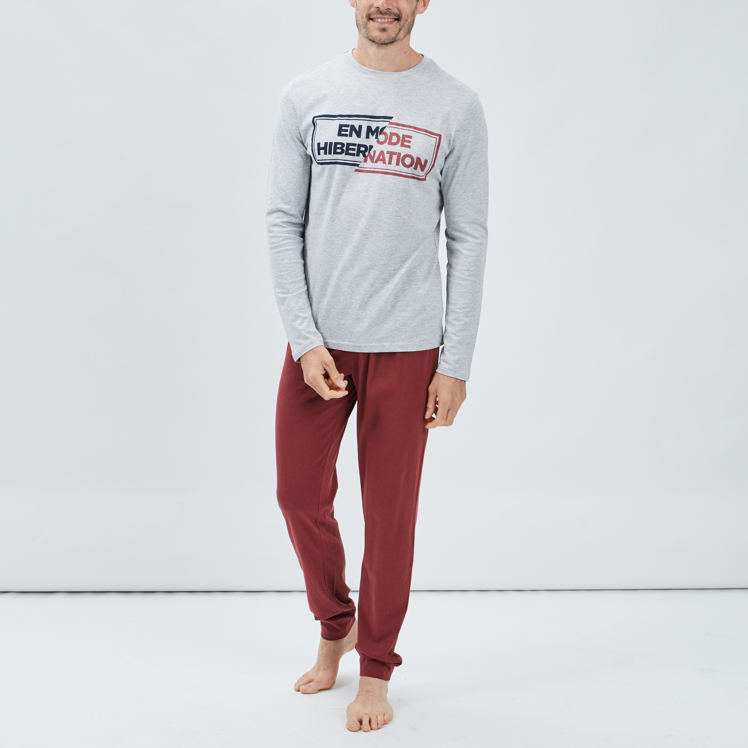 Ensemble pyjama 2 pièces gris homme | La Halle