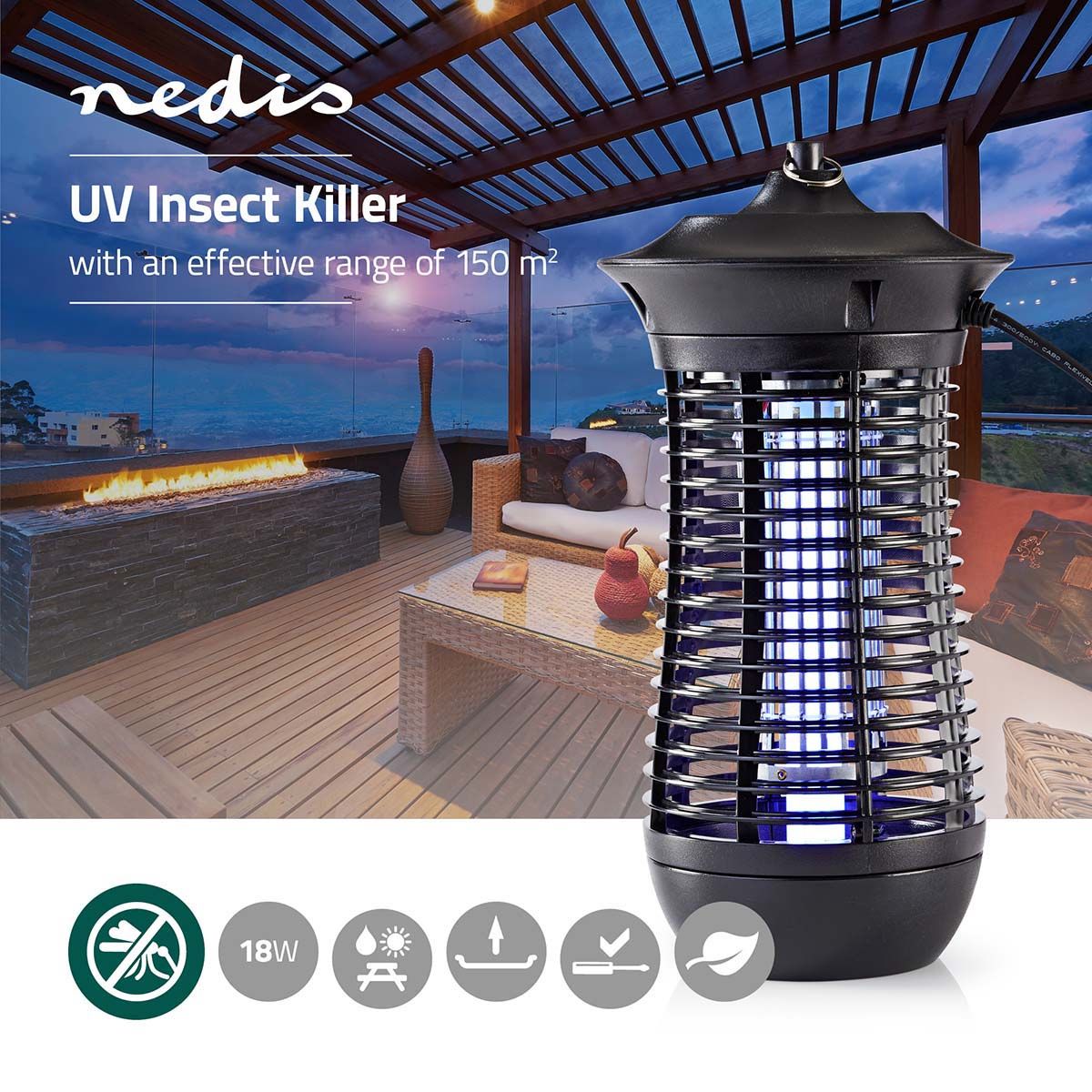 Nedis INKI110CBK18 Moskito Stop-Lichtfalle
