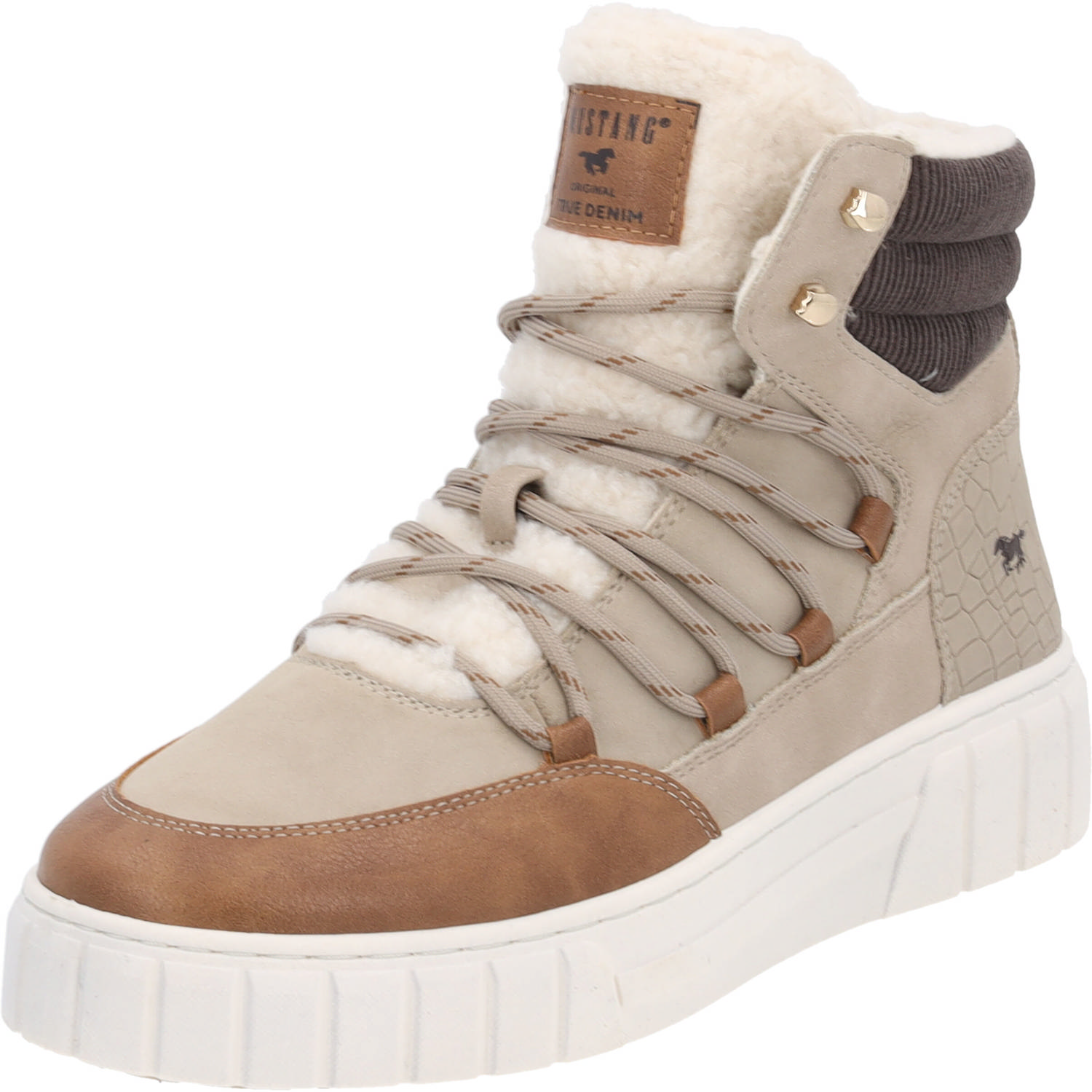 Mustang 1446601, Schnürstiefel, Damen, taupe