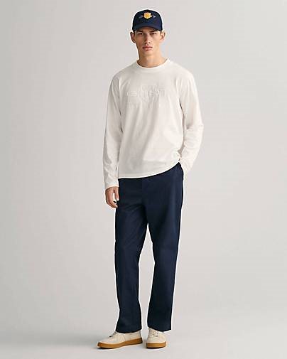 GANT Herren Langarmshirt TONAL SHIELD LONGSLEEVE aus Baumwolle