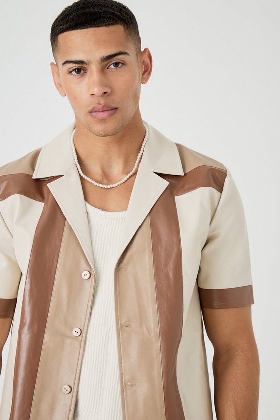 Pu Colourblock Stripe Shirt