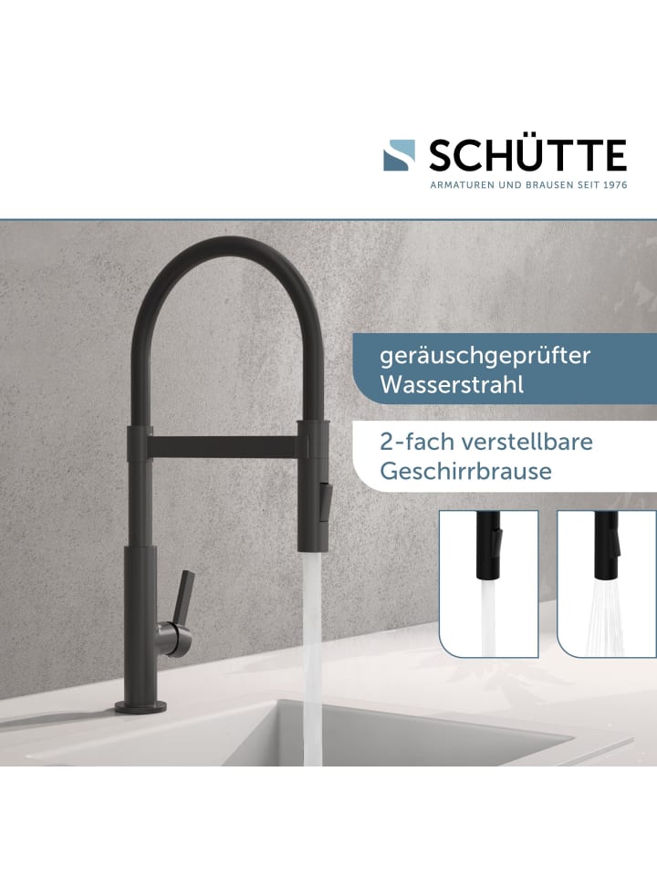 Schütte Küchenarmatur MIAMI in Schwarz mit Brause - (L) 26 x (B) 5 x (H) 46 cm günstig kaufen 0