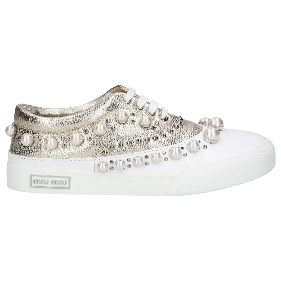 Miu Miu - Sneaker low Kalbsleder - gold