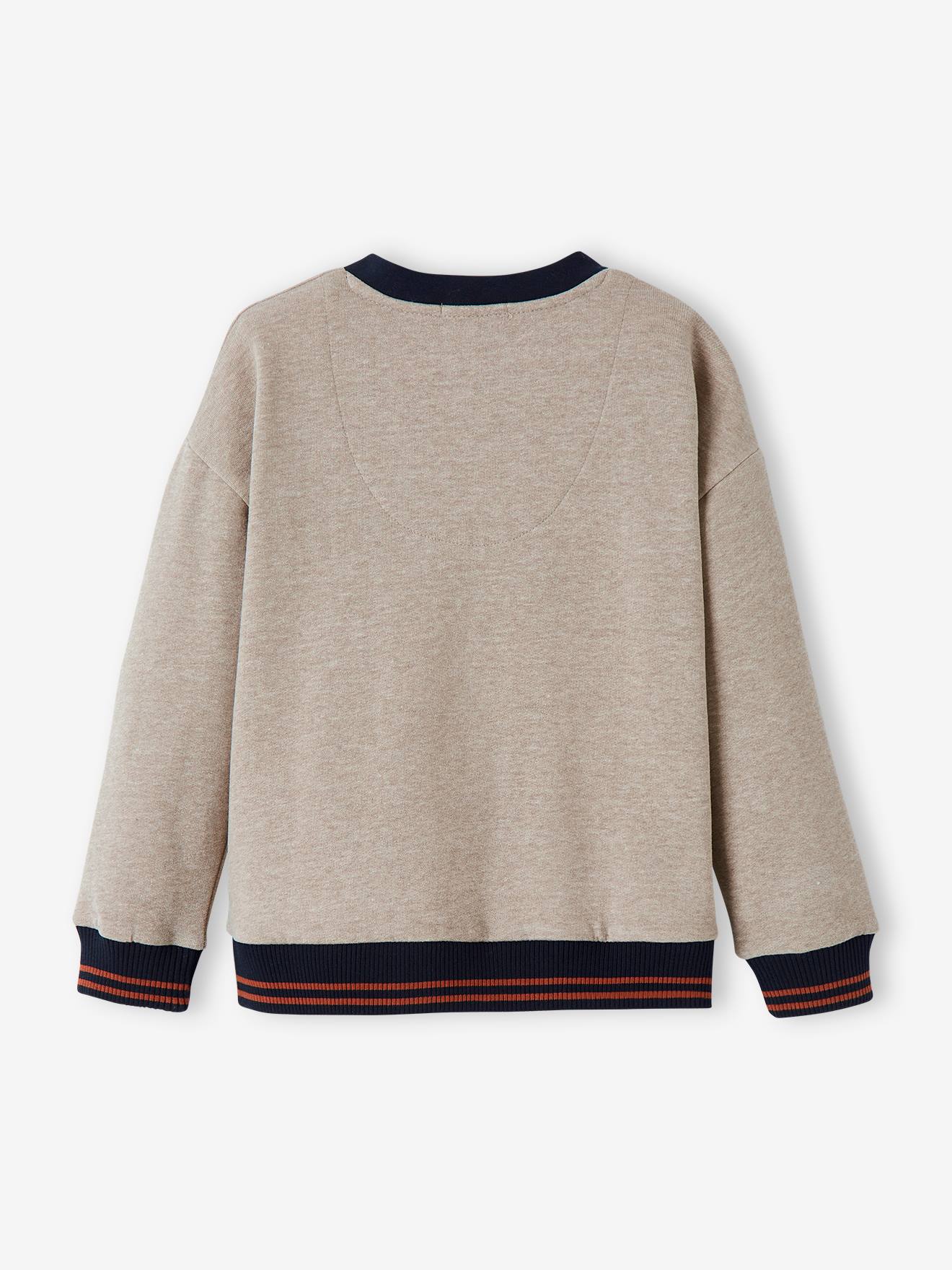 Gilet en molleton garçon blason imprimé poitrine beige clair