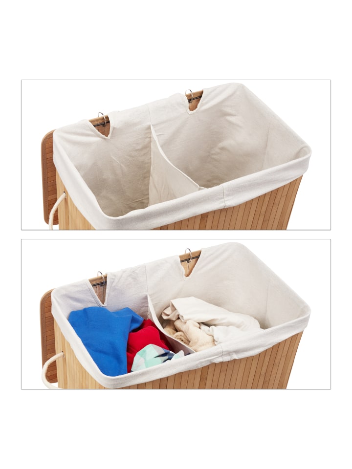 relaxdays 2 x Wäschekorb in Natur - (B)55 x (H)63 x (T)35 cm günstig kaufen onesize