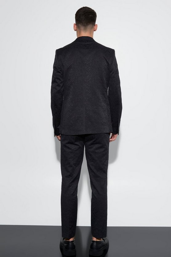 Slim-Fit Jacquard-Anzugjacke mit Schlagenprint