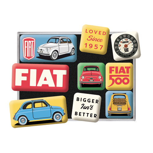 Nostalgic Art Magnet-Set, Motiv "Fiat 500 - Loved Since 1957", 1 Stück, 9-teilig - ATU