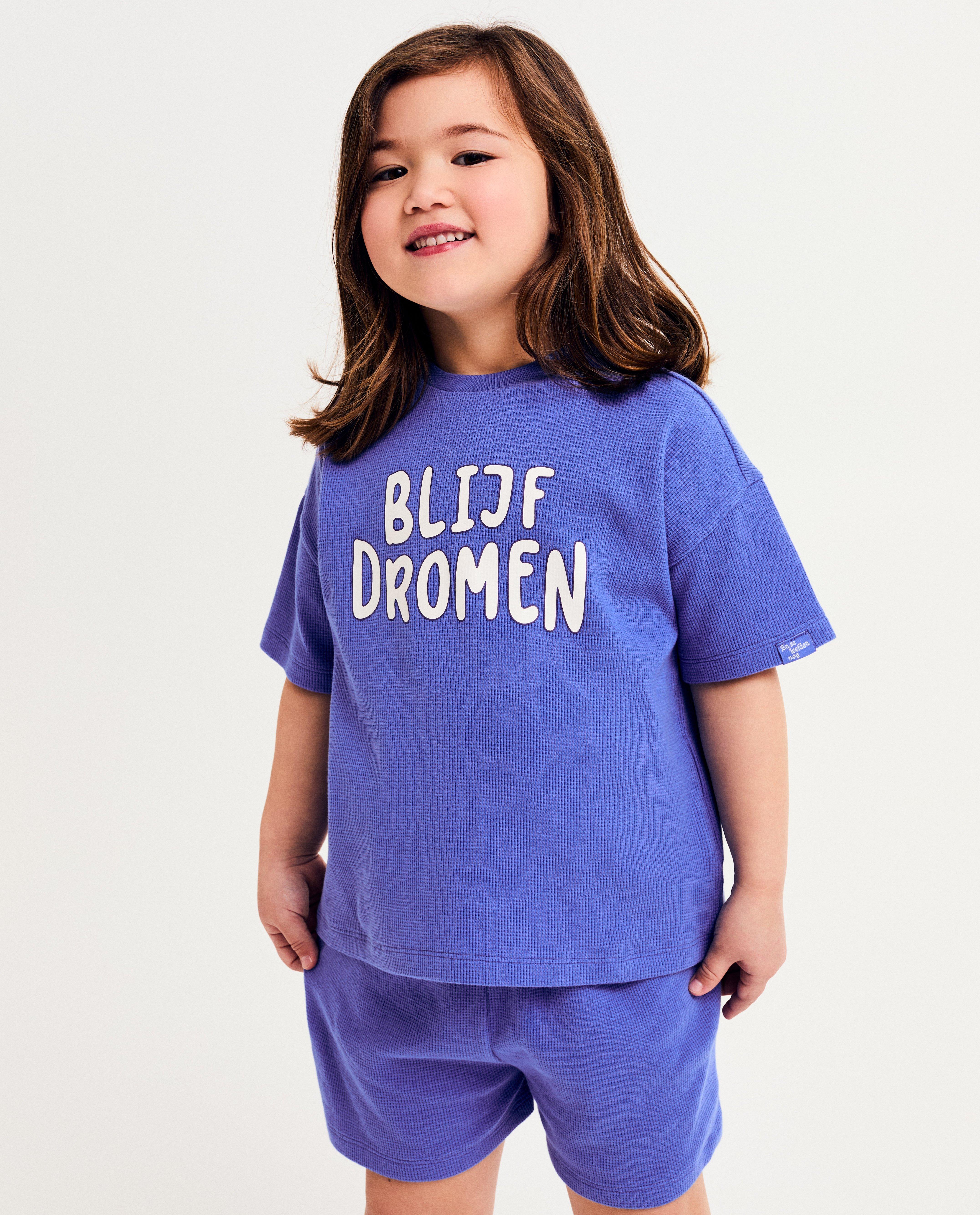 Pijama Elisabeth Lucie Baeten cu inscripția Continuă să visezi, albastru unisex