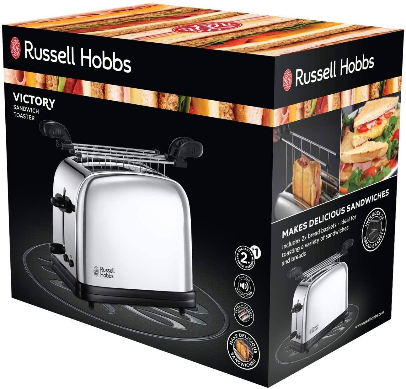 RUSSELL HOBBS Sandwichmaker Victory 23310-57 Edelstahl 6 Stufen 1200 W Toaster, 1200 W