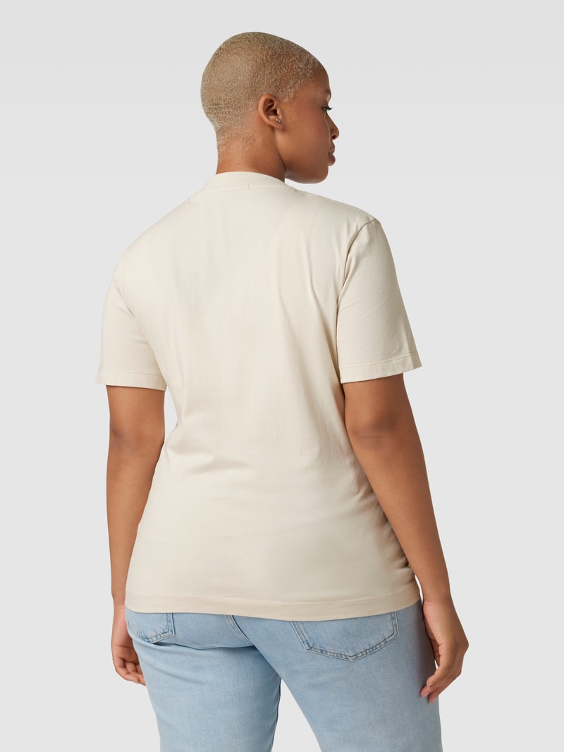 Slim Fit T-Shirt mit V-Ausschnitt in beige