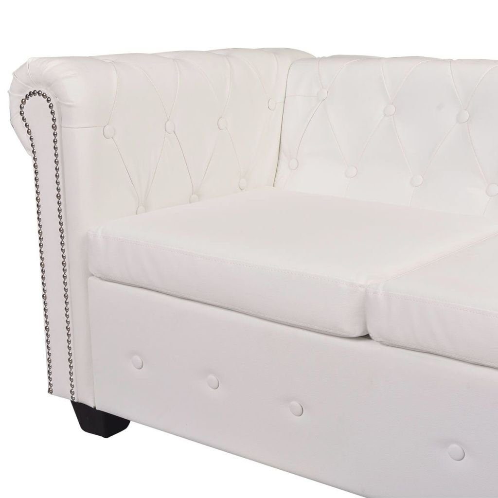 vidaXL Sofa Chesterfield Ecksofa 6-Sitzer Kunstleder Weiß