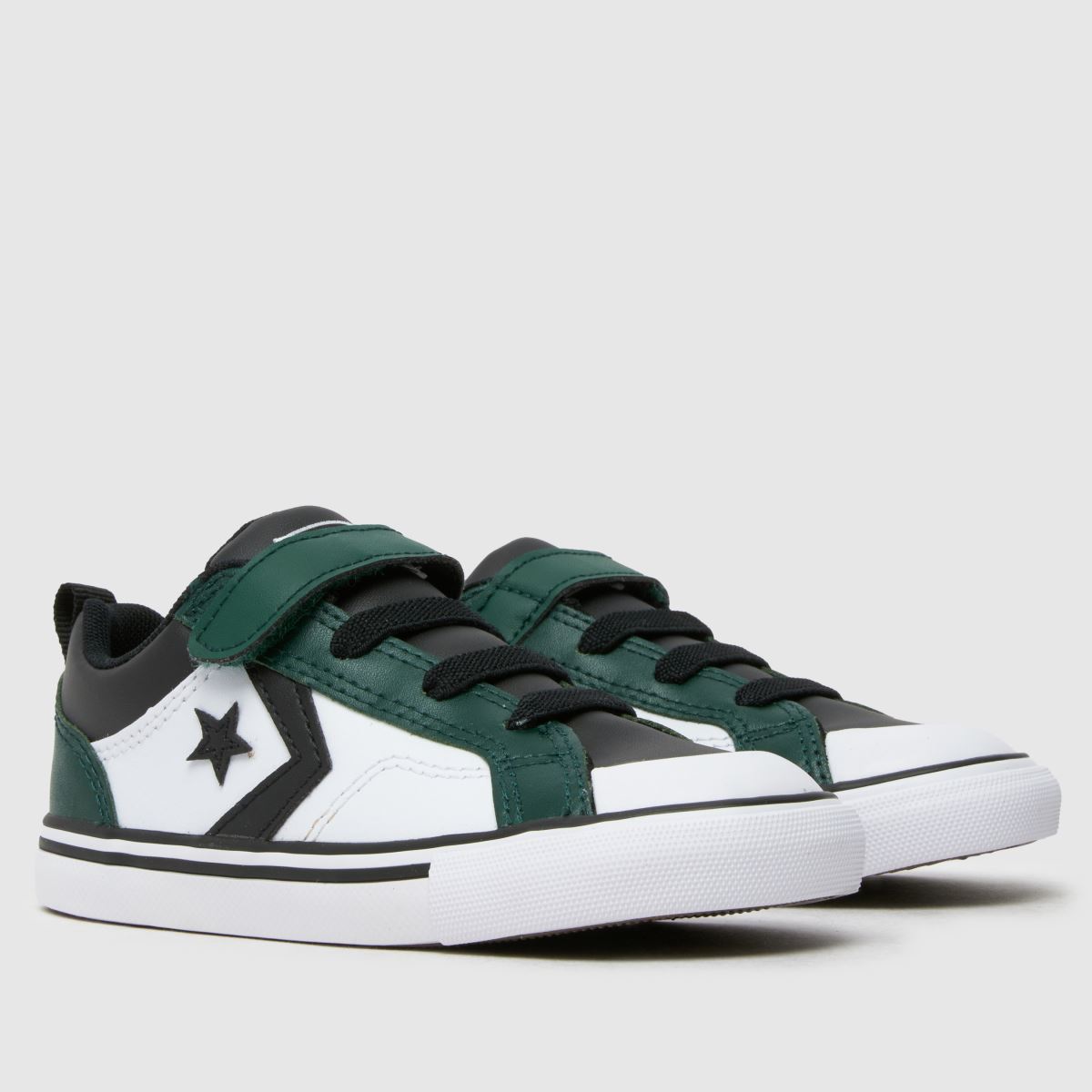 Converse vita & gröna Pro Blaze låga lättåtkomliga småbarnssneakers för pojkar