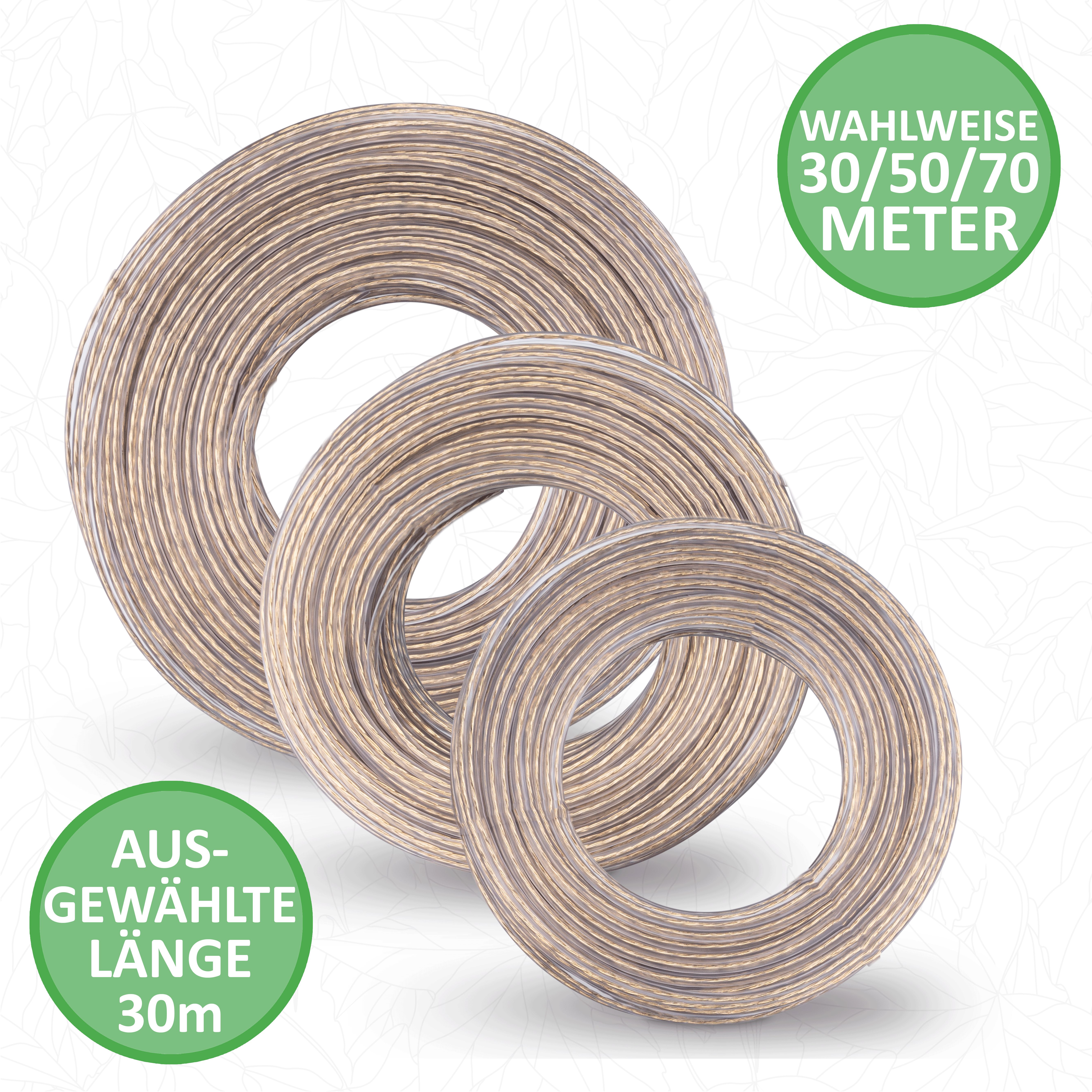 SimplySmooth Wand-Wäscheleine 30-70m mit Stahlkern, 3mm in 3 Längen für die Wäschespinne, den Garten oder den Balkon