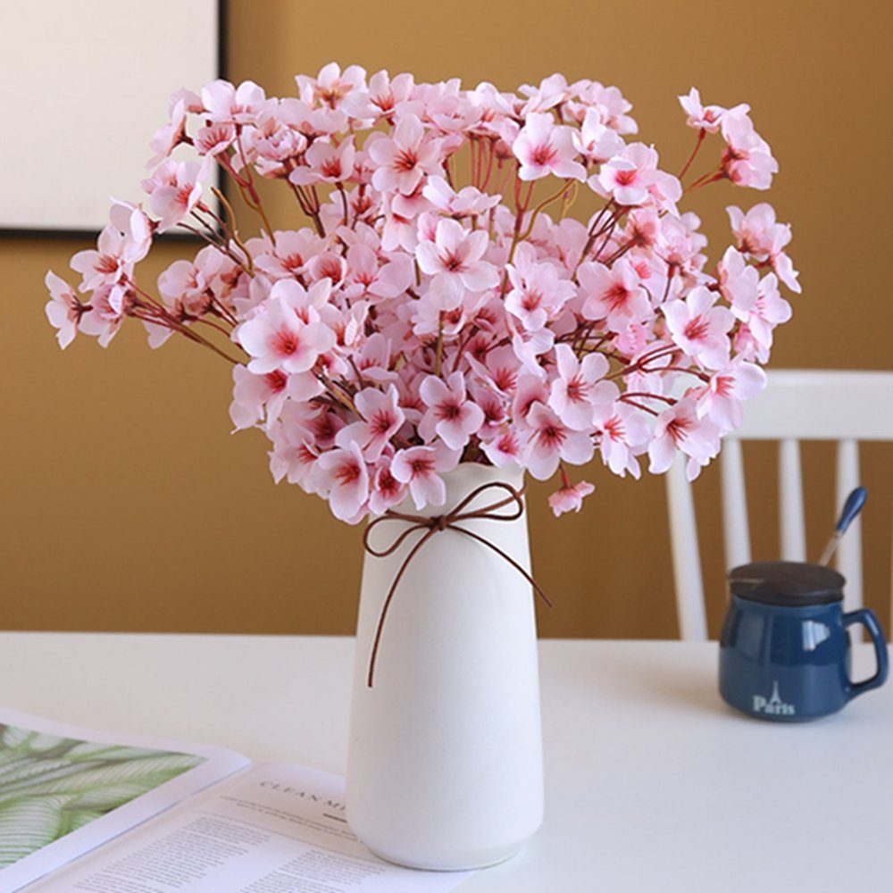 Kunstblumenstrauß 4 STÜCK Künstliche Kirschblüten Deko Sakura Blumen Blumenarrangement, Ronner UG