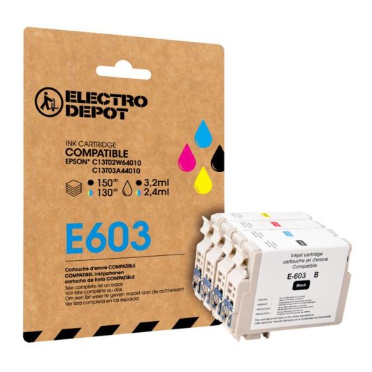 cartuș de cerneală compatibil ELECTRO DEPOT Epson E603 negru și colorat (Starfish)