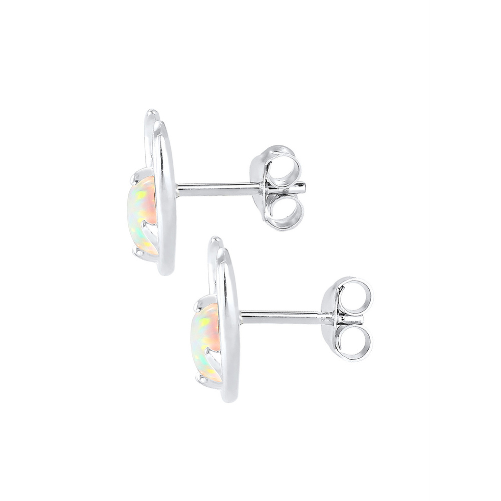 Elli Elli Boucles d'Oreilles Femme Motif de Bois de Cervidé avec Opale Synthétique en  Boucles d'oreilles