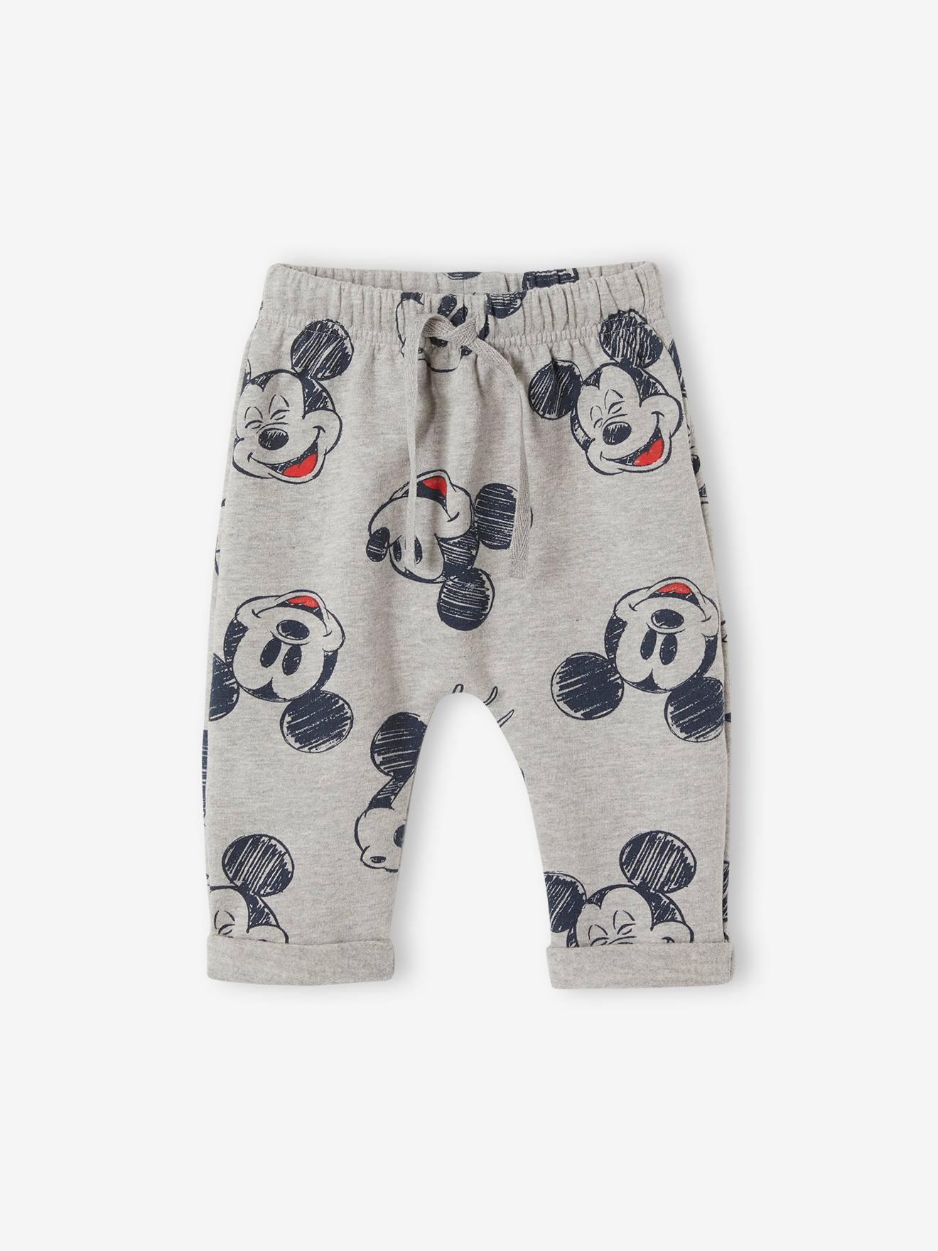 Pantalon forme sarouel Mickey® bébé gris moyen uni avec decor