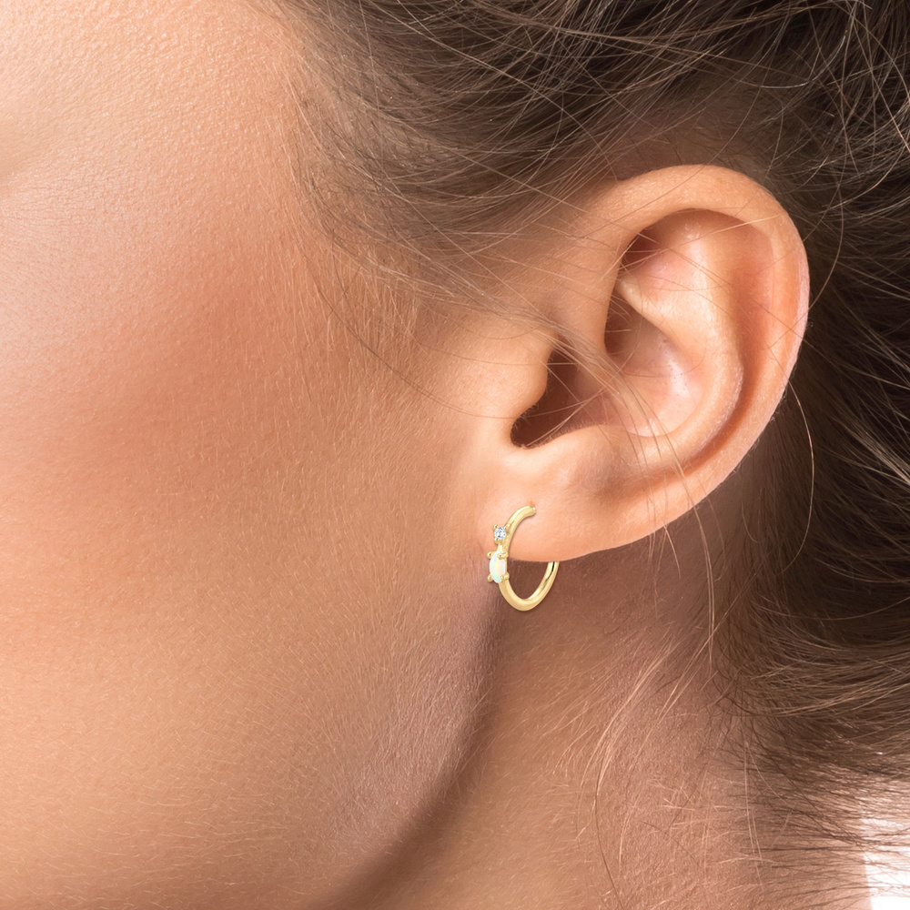 Elli Elli Ensemble de Bijoux Vintage Minimal Opale Synthétique Cristaux Zircone Ensemb Bijoux