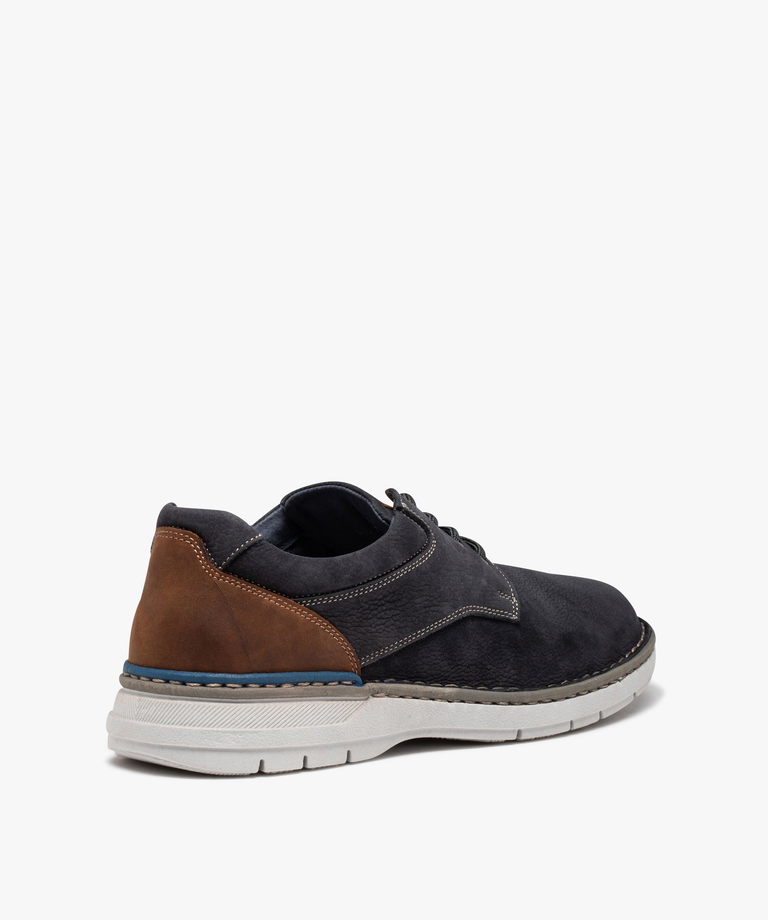Derbies homme confort dessus cuir uni fermeture lacets marine | GEMO