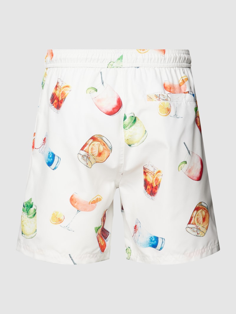Badeshorts mit Allover-Muster in weiß