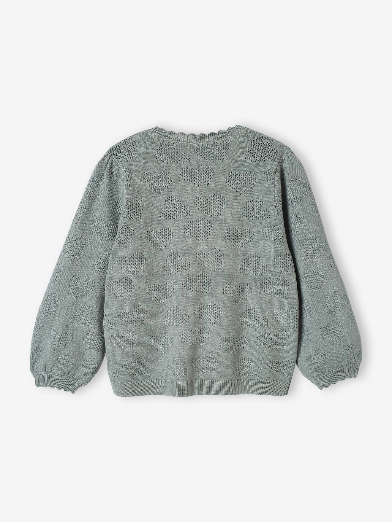 Vertbaudet Mädchen Baby Strickjacke mit Ajourmuster Oeko-Tex - salbeigrün