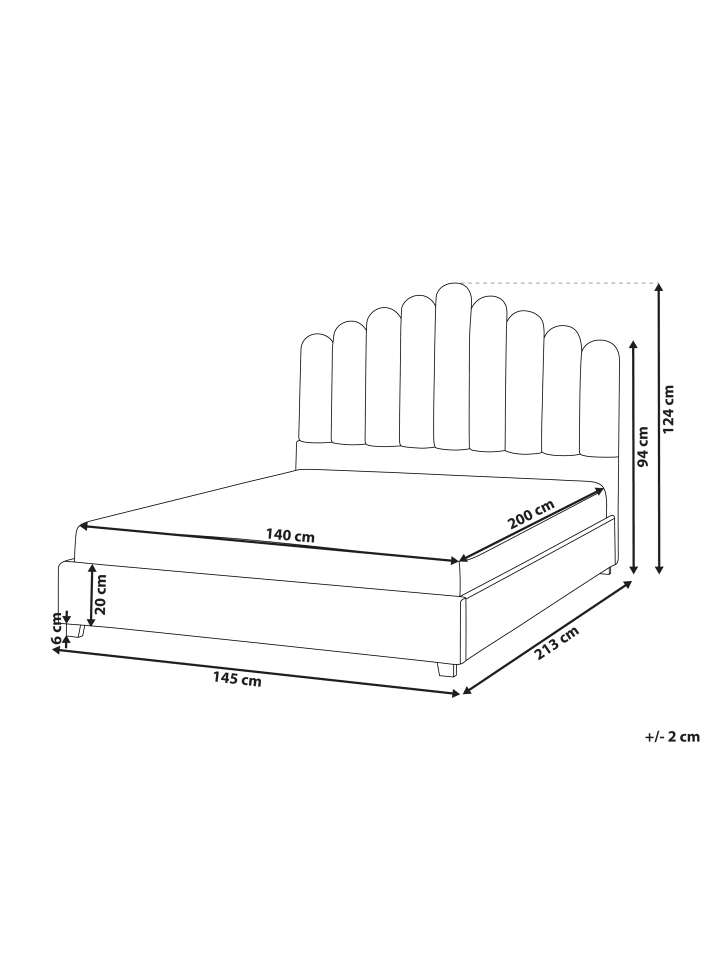 Beliani Doppelbett VINCENNES in Beige/Schwarz - (W) 145 x (H) 124 x (L) 213 cm günstig kaufen onesize
