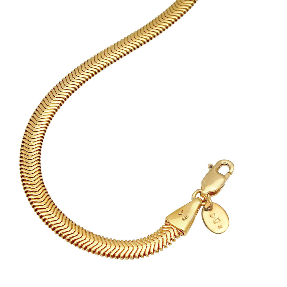Elli PREMIUM Elli PREMIUM Collier Chaîne de serpent plate et élégante à chevrons pour dames, b Bijoux