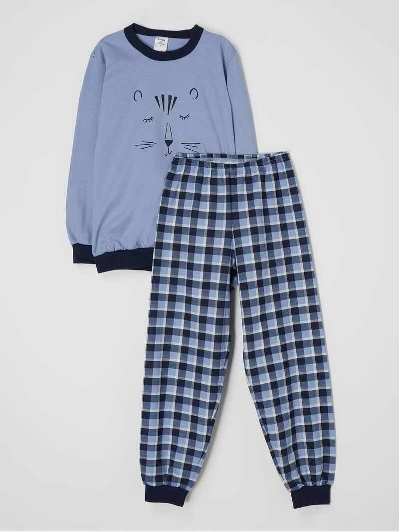 Pyjama mit Print in blau