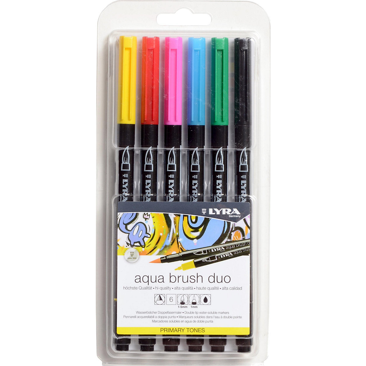 Pinselstifte Aqua Brush Duo, 6 Basisfarben