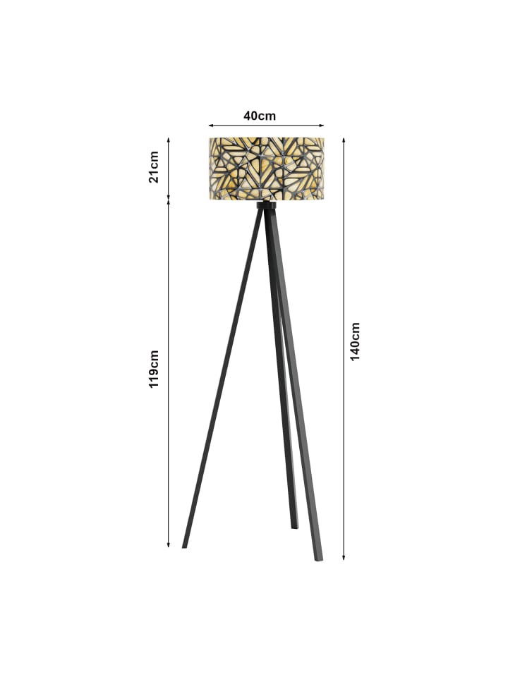 lux.pro Stehlampe Royal Tunbridge Wells in Hellbraun Schwarz (H)140cm (B)40cm (T)40cm günstig kaufen onesize