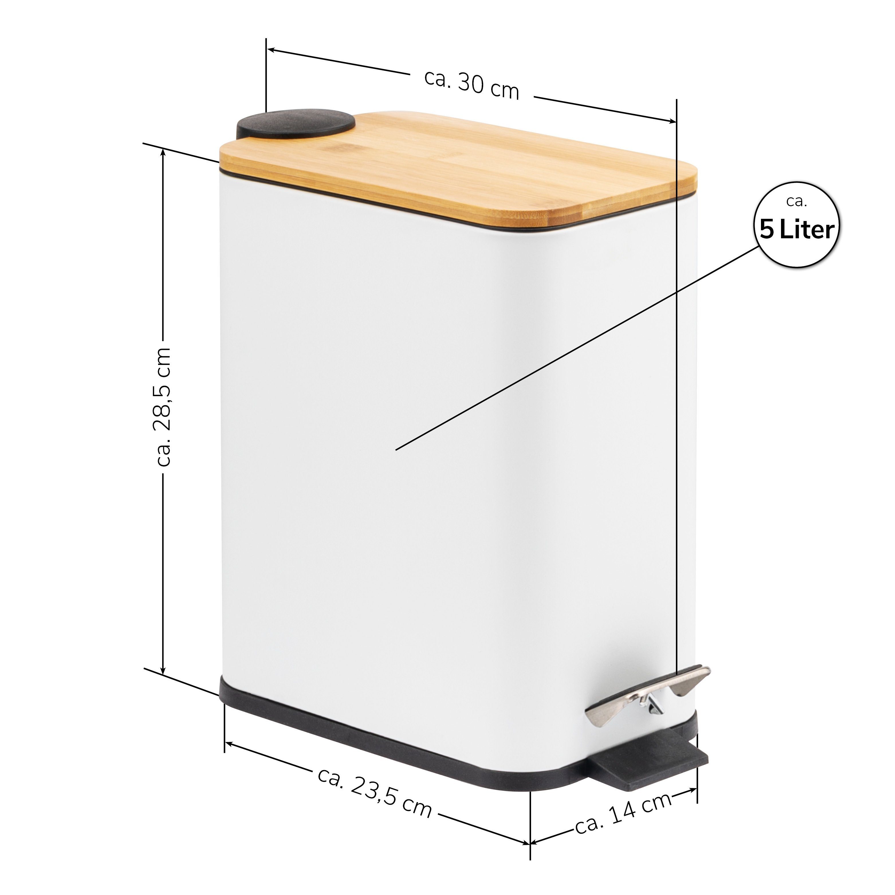 bremermann Kosmetikeimer mit Bambus-Deckel und Soft-Close, 5 l