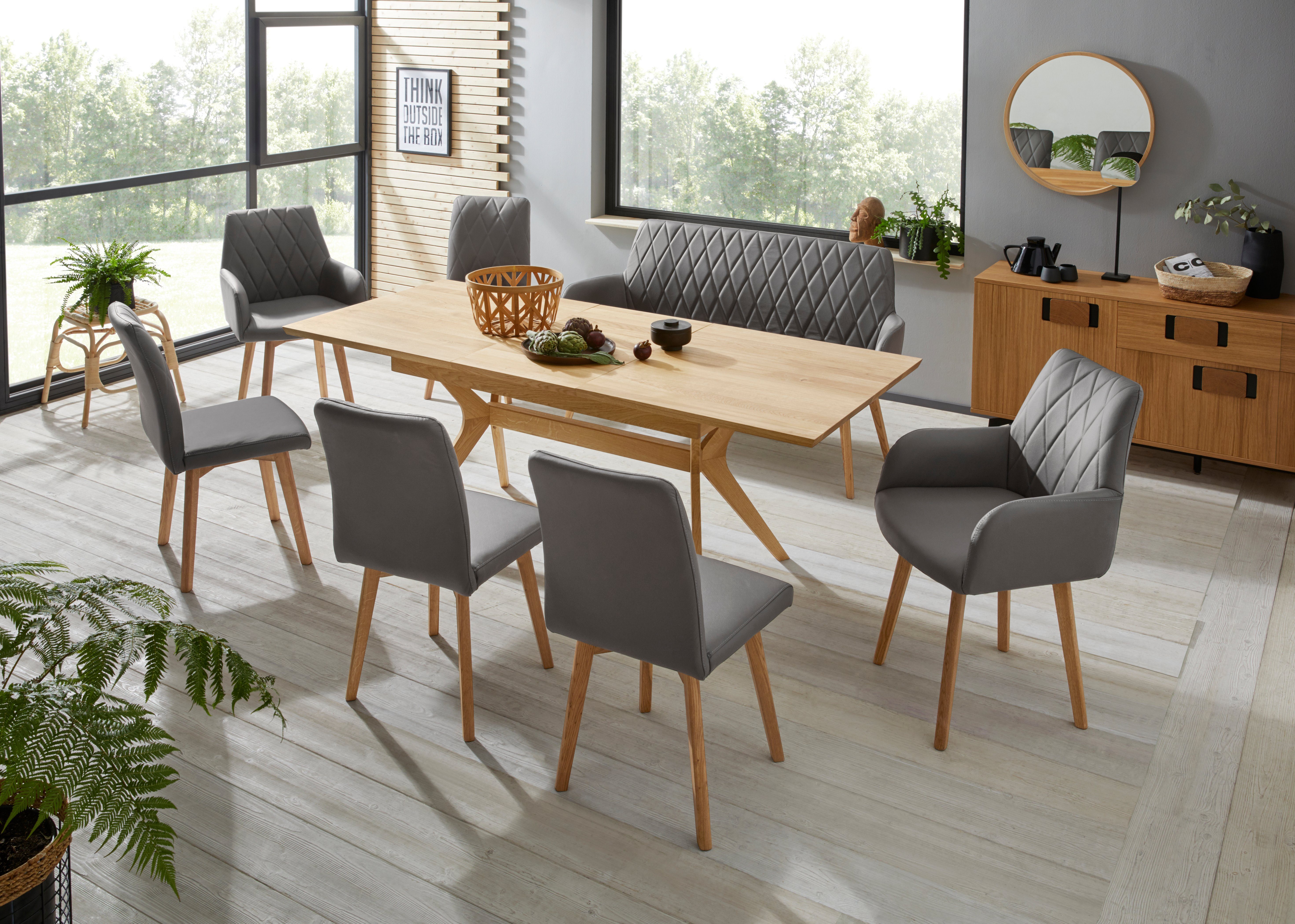 Home affaire 4-Fußstuhl Brest (Set, 2 St), Gestell aus Eiche Massivholz geölt