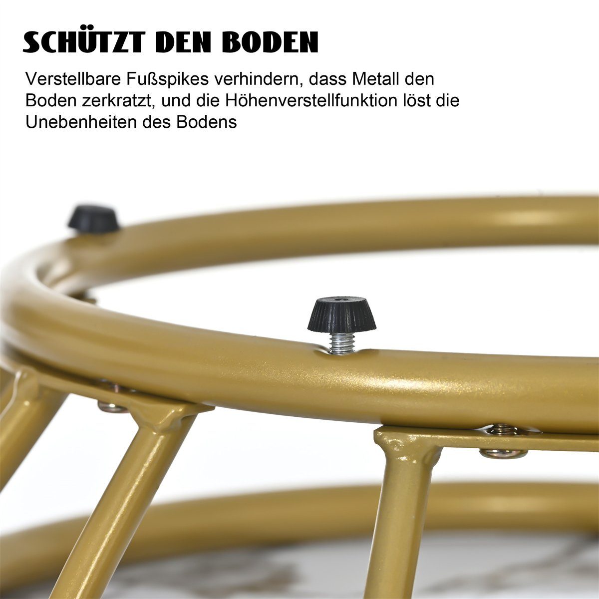 XDeer Couchtisch Couchtisch 2er Set,robustes Sofatisch Wohnzimmertisch Rund, Beistelltisch mit golden Eisengestell(70*70*45.5/45*45*53.5cm)