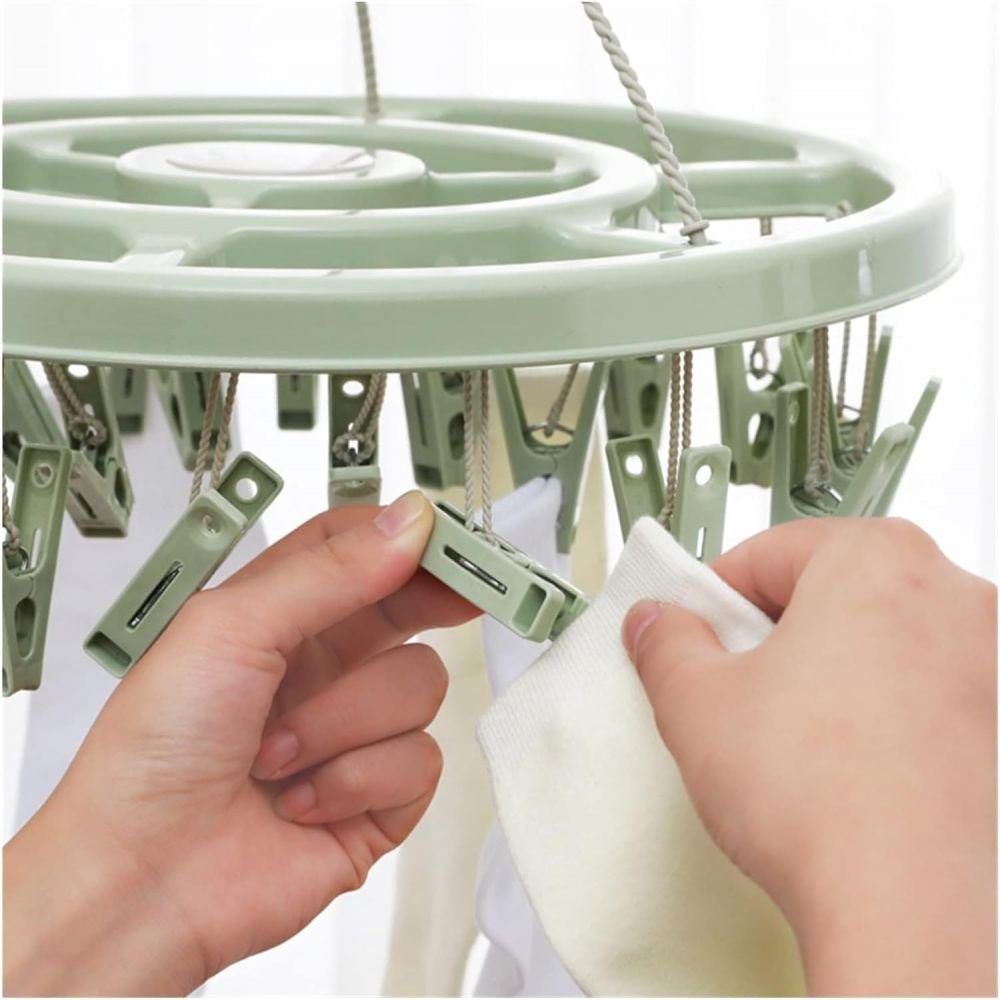 Bizaical Wäscheständer Wäschebügel mit 24 Clips,faltbarer Wäscheständer,für Socken,BHs