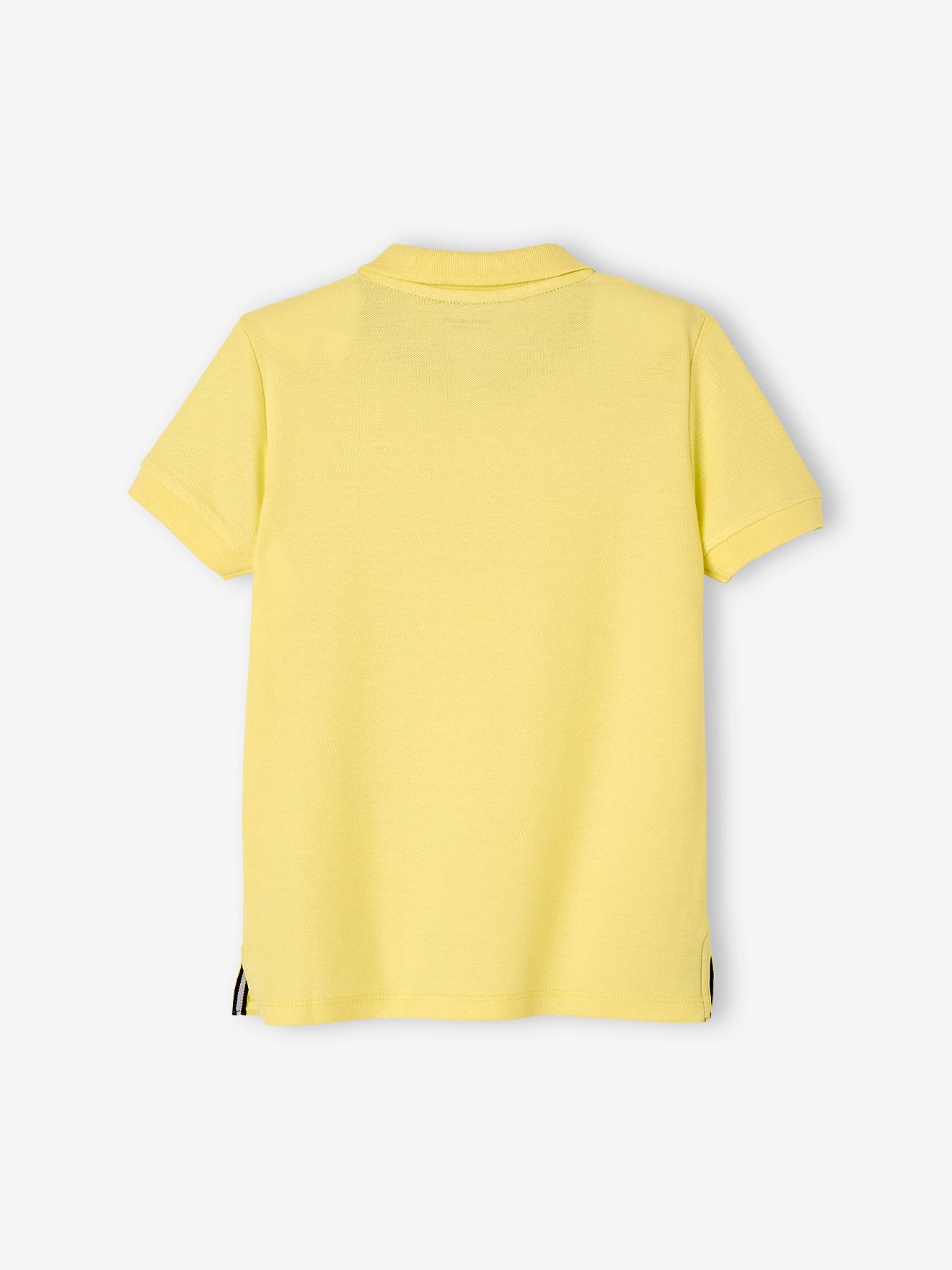 Polo manches courtes broderie poitrine garçon jaune pastel