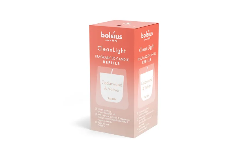 bolsius Cleanlight Duftnachfüller 2er Pack Zedernholz & Vetiver