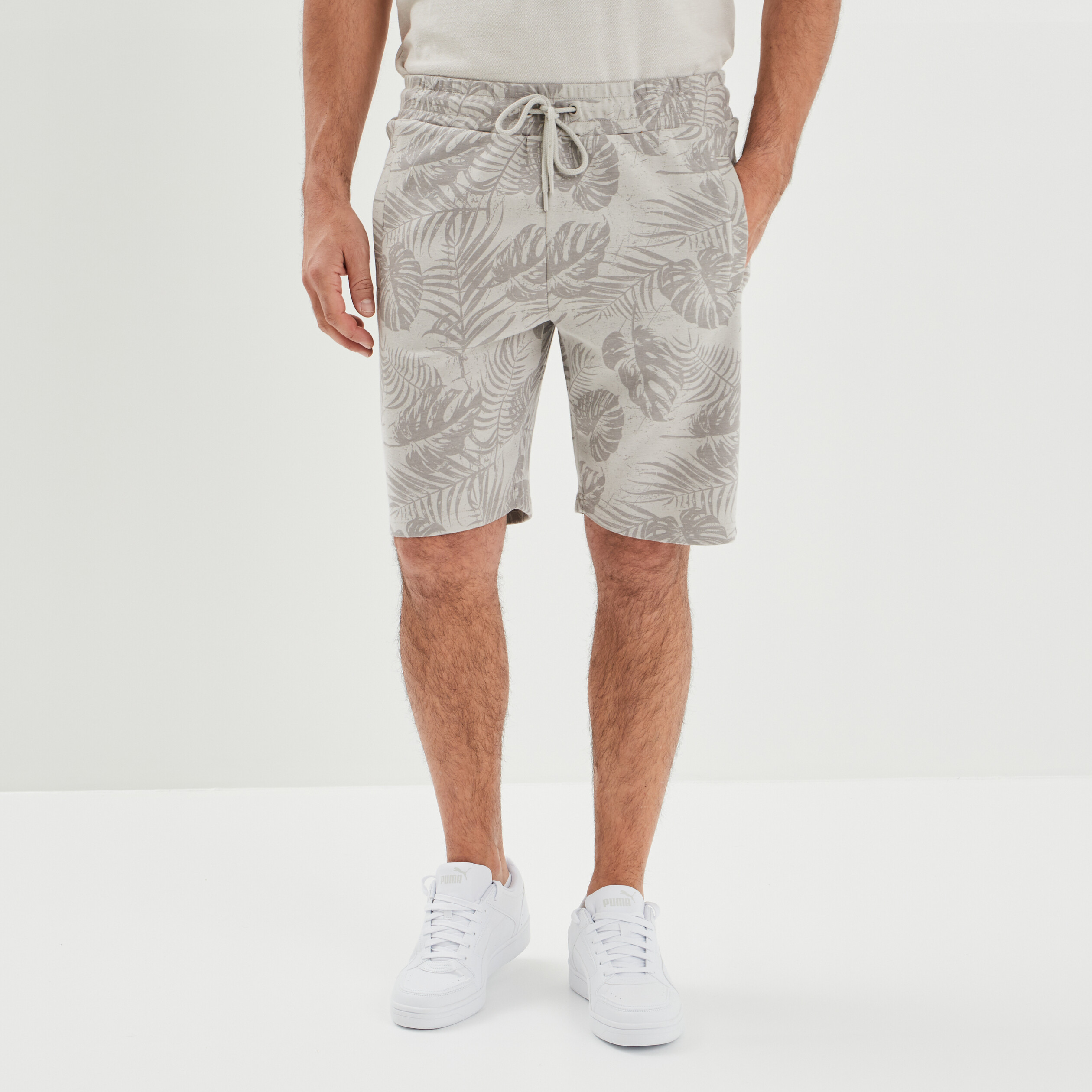 Jogging-Short droit à coulisse beige homme | La Halle